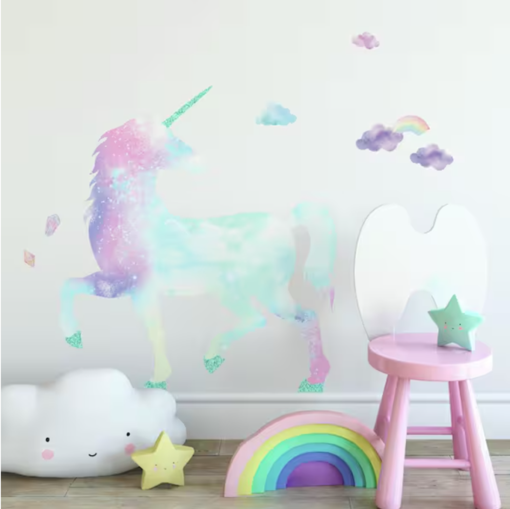 Galaxy Unicorn Peel And Stick Giant Wall Decal With Glitter