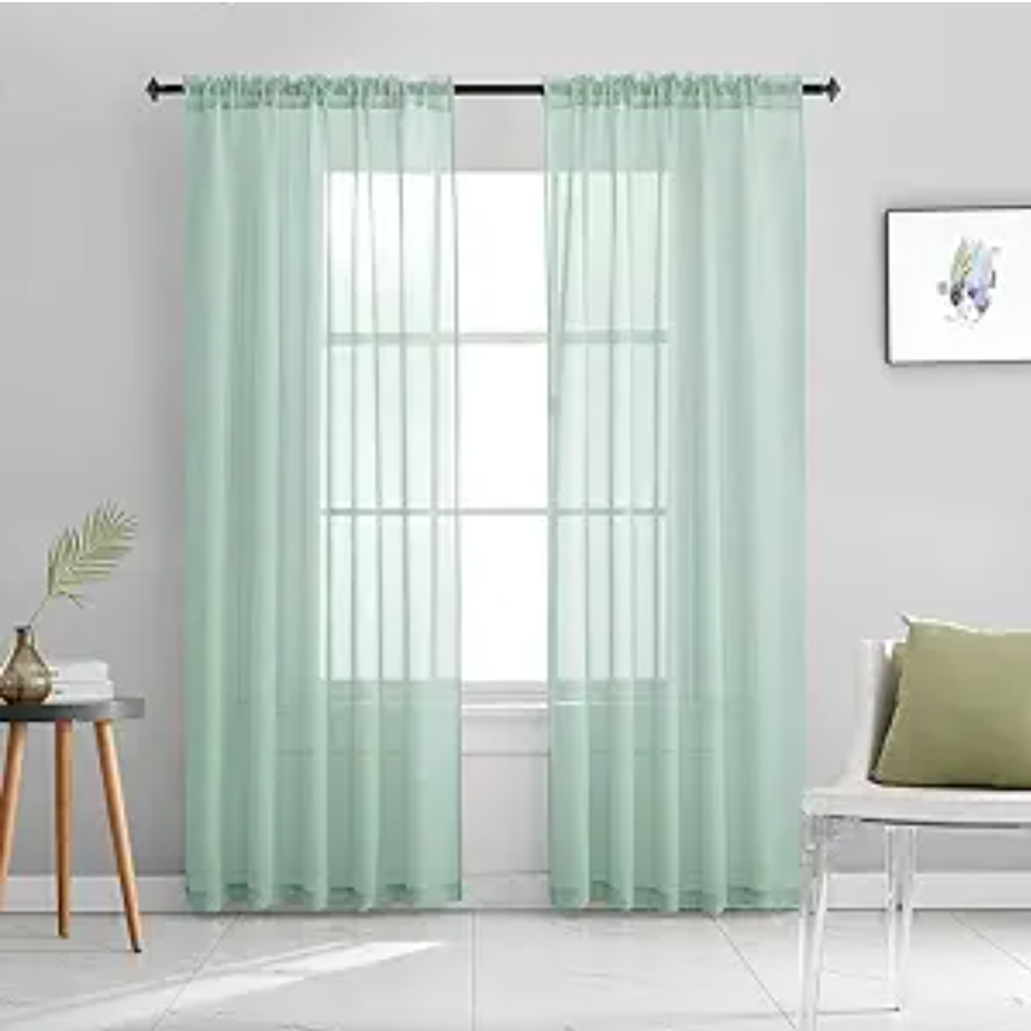 Mint Green Semi Sheer Curtains 84 Inches