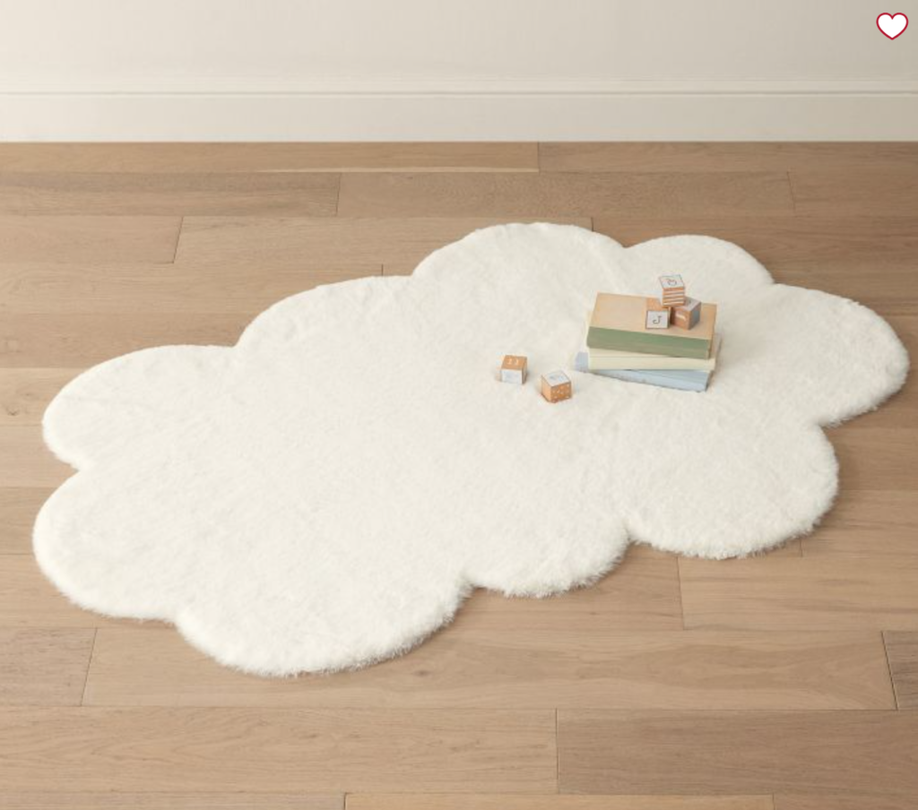 Machine Washable Faux Fur Nursery Cloud Shaped Rug